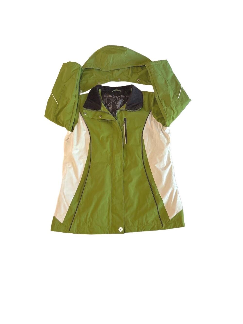 ZeroXposur Womens Medium Green White Ski Jacket Winter Coat Detachable Hood